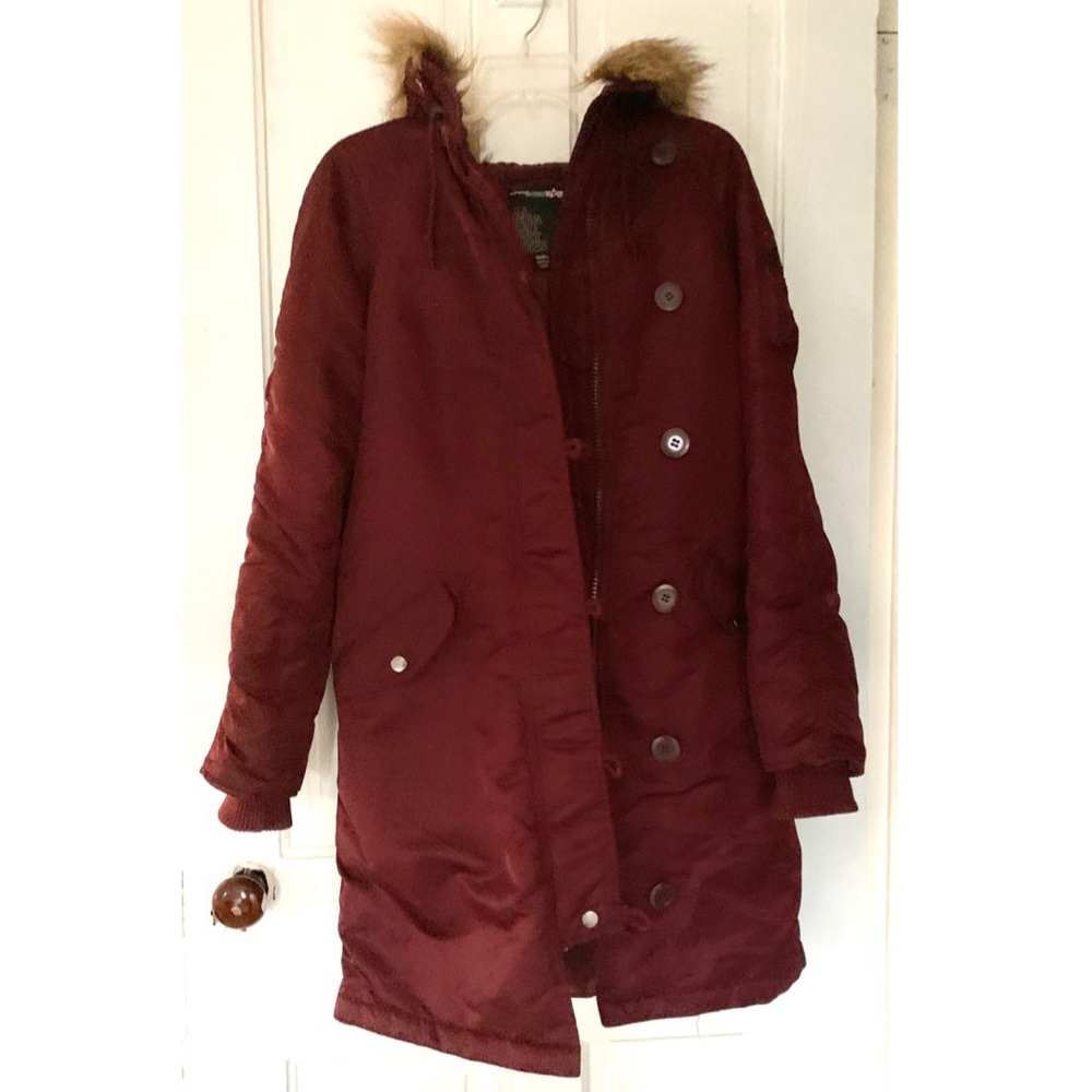 Burgundy parka jacket